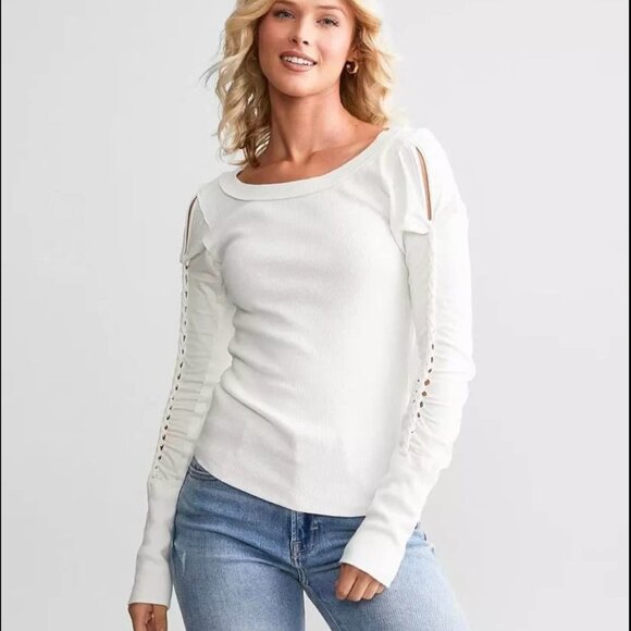 Free People - We The Free - Daisy ribbed long sleeve top Size XS NWT - Picture 1 of 5